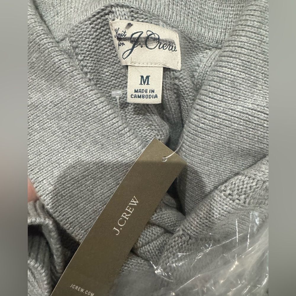 NWT J CREW Heritage cotton cable-knit cardigan sweater-polo in Heather Grey - Picture 7 of 7